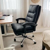 Vinsetto Microfibre Massage Office Chair, Heated Reclining Chair with Footrest, Double-tier Padding, Swivel Wheels, Dark Gray(m-13)