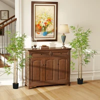 HOMCOM Set of 2 6ft Artificial Tree, Indoor Fake Bamboo with Pot, for Home Office Living Room Decor(m-1)