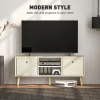 HOMCOM Modern TV Stand Cabinet with Foldable Drawers and Shelves for Living Room, Bedroom, Natural(m-4)