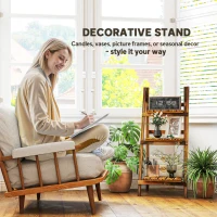 Outsunny Outdoor Plant Stand, Foldable Flower Stand 3-Tier Wooden Plant Shelf for Garden Indoor Outdoor, 16" x 15" x 37"(m-6)