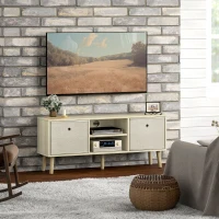 HOMCOM Modern TV Stand Cabinet with Foldable Drawers and Shelves for Living Room, Bedroom, Natural(m-8)