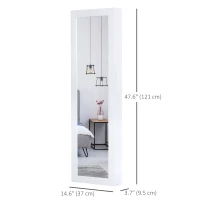 HOMCOM Mirror Jewellery Cabinet Armoire with Full Length Mirror, Wall Mounted Jewellery Organizer, White(m-3)
