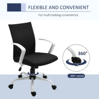 Vinsetto Linen Mid Back Office Chair With Tilt Function, Swivel Computer Chair, Black(m-6)