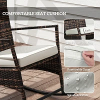 Outsunny 3 Piece Rocking Bistro Set, Wicker Patio Furniture with 3-Level Reclining High Back Rocking Chair and Glass Table, White(m-7)