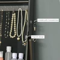 HOMCOM Mirror Jewelry Cabinet Armoire, Lockable Jewelry Organizer with Full-Length Mirror, 3 Angle Adjustable, Brown(m-6)