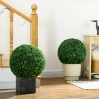 HOMCOM 2 Pack Artificial Tree Boxwood Topiary Balls, 19.75 Inch(m-2)