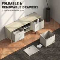 HOMCOM Modern TV Stand Cabinet with Foldable Drawers and Shelves for Living Room, Bedroom, Natural(m-5)