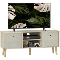 HOMCOM Modern TV Stand Cabinet with Foldable Drawers and Shelves for Living Room, Bedroom, Natural(m-11)