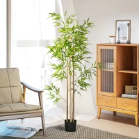 HOMCOM Set of 2 6ft Artificial Tree, Indoor Fake Bamboo with Pot, for Home Office Living Room Decor(m-7)