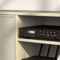 HOMCOM Modern TV Stand Cabinet with Foldable Drawers and Shelves for Living Room, Bedroom, Natural(m-10)