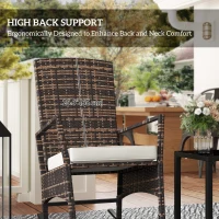 Outsunny 3 Piece Rocking Bistro Set, Wicker Patio Furniture with 3-Level Reclining High Back Rocking Chair and Glass Table, White(m-6)