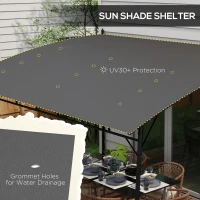 Outsunny 10' x 13' Outdoor Pergola with UV30+ Protection Canopy and Steel Frame for Porch, Patio, Deck, Backyard, Dark Grey(m-5)