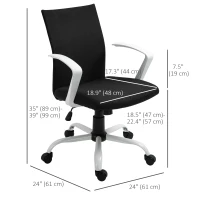 Vinsetto Linen Mid Back Office Chair With Tilt Function, Swivel Computer Chair, Black(m-3)