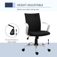 Vinsetto Linen Mid Back Office Chair With Tilt Function, Swivel Computer Chair, Black(m-4)