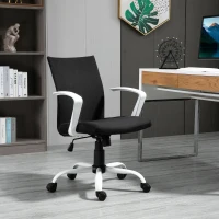 Vinsetto Linen Mid Back Office Chair With Tilt Function, Swivel Computer Chair, Black(m-1)