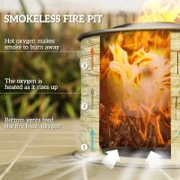 Outsunny Smokeless Fire Pit, Portable Camping Bonfire Stove with Mat for Backyard Patio Picnic, Magnesium Oxide, Yellow(m-4)