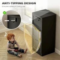 HOMCOM Vertical Filing Cabinet with 3 Drawers, Lock, File Cabinet for Home Office, A4 and Letter Size Files, Black(m-7)