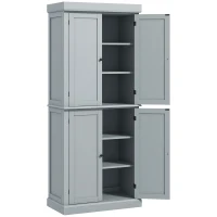 HOMCOM 72" Kitchen Cabinet, Pantry Storage Cabinet with Doors and Shelves, Freestanding Food Pantry Cabinet, Gray(m-1)