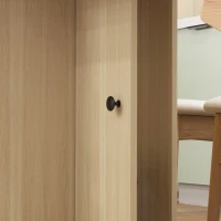 HOMCOM Drop Leaf Dining Table, Mobile Folding Table on Wheels with Drawers and Cabinet for Dining Room, Kitchen, Natural Wood(m-10)