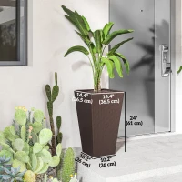Outsunny Set of 3 Tall Plant Stand, Outdoor & Indoor Flower Pot Set for Front Door, Entryway, Patio and Deck, Brown(m-3)