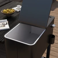 Outsunny 60 Quart Rolling Outdoor Cooler, Portable Rolling Patio Cooler Cart with Locking Wheels, Storage Shelf, Black(m-9)