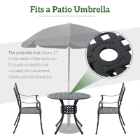 Outsunny 33" Patio Dining Table Round Cast Aluminium Outdoor Bistro Table with Umbrella Hole - Black(m-6)
