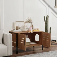 PawHut Cat Litter Box Enclosure with Tall Legs, Scratching Board, Dark Brown, 31.5"L x 17.7"W x 19.7"H(m-2)