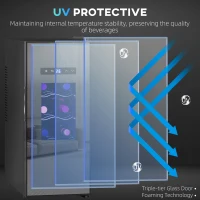 HOMCOM Wine Fridge, 12 Bottle, Under Counter Drinks Beer Wine Cooler with Glass Door, LED Light, Temperature Control(m-9)