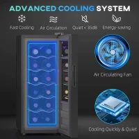 HOMCOM Wine Fridge, 12 Bottle, Under Counter Drinks Beer Wine Cooler with Glass Door, LED Light, Temperature Control(m-4)