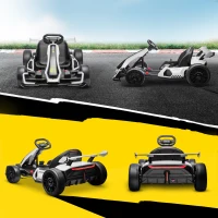 Aosom 24V Electric Go Kart, Battery Powered Kids Drift Kart with Adjustable Seat, Seat Belt, Horn, Music, Light, White(m-9)