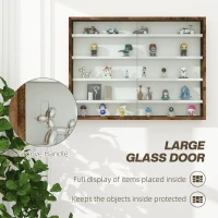 HOMCOM 5-Tier Display Cabinet, Shot Glass Display Case, Glass Curio Cabinet with 2 Glass Doors and 4 Adjustable Shelves, Brown(m-5)