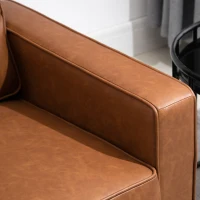 HOMCOM 51" PU Leather Loveseat, Upholstered Double Sofa Couch with Armrests, Tufted Backrest, Pocket Spring and Sponge Padded Cushion for Living Room, Bedroom, Home Office, Brown(m-12)