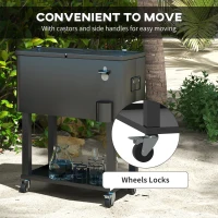 Outsunny 60 Quart Rolling Outdoor Cooler, Portable Rolling Patio Cooler Cart with Locking Wheels, Storage Shelf, Black(m-7)