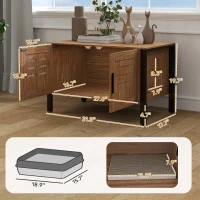 PawHut Cat Litter Box Enclosure with Tall Legs, Scratching Board, Dark Brown, 31.5"L x 17.7"W x 19.7"H(m-3)