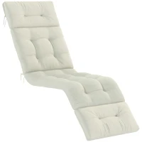Outsunny 5" Thick Patio Chaise Lounge Lounge Chair Cushion with Backrest, Soft Cotton Padded for Indoor Outdoor Use, Cream White(m-11)