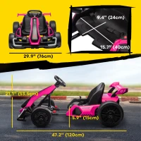 Aosom 24V Electric Go Kart, Battery Powered Kids Drift Kart with Adjustable Seat, Seat Belt, Horn, Music, Light, Pink(m-3)