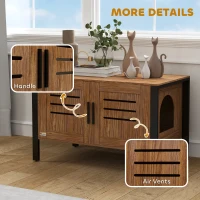 PawHut Cat Litter Box Enclosure with Tall Legs, Scratching Board, Dark Brown, 31.5"L x 17.7"W x 19.7"H(m-8)