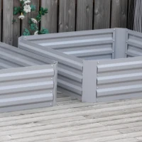 Outsunny 39" x 39" x 12" Set of 2 Raised Garden Bed, Elevated Planter Box with Galvanized Steel Frame for Growing Flowers, Herbs, Succulents, Grey(m-10)