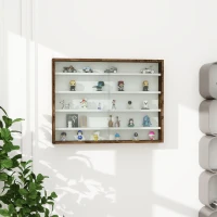 HOMCOM 5-Tier Display Cabinet, Shot Glass Display Case, Glass Curio Cabinet with 2 Glass Doors and 4 Adjustable Shelves, Brown(m-8)