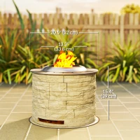 Outsunny Smokeless Fire Pit, Portable Camping Bonfire Stove with Mat for Backyard Patio Picnic, Magnesium Oxide, Yellow(m-3)