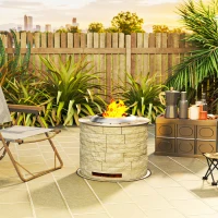 Outsunny Smokeless Fire Pit, Portable Camping Bonfire Stove with Mat for Backyard Patio Picnic, Magnesium Oxide, Yellow(m-8)