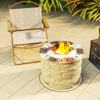 Outsunny Smokeless Fire Pit, Portable Camping Bonfire Stove with Mat for Backyard Patio Picnic, Magnesium Oxide, Yellow(m-10)