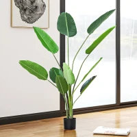 Outsunny 6FT Artificial Bird of Paradise Plant, Fake Tropical Plam Tree with 10 Banana Leaves in Pot, Faux Plant for Indoor , Green(m-7)