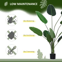 Outsunny 6FT Artificial Bird of Paradise Plant, Fake Tropical Plam Tree with 10 Banana Leaves in Pot, Faux Plant for Indoor , Green(m-5)