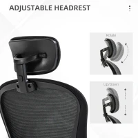 Vinsetto Office Chair, Mesh Computer Desk Chair with Adjustable Headrest, 4D Lumbar Support, Flip-up Arm, Black(m-6)