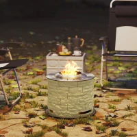 Outsunny Smokeless Fire Pit, Portable Camping Bonfire Stove with Mat for Backyard Patio Picnic, Magnesium Oxide, Yellow(m-9)