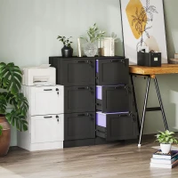 HOMCOM Vertical Filing Cabinet with 3 Drawers, Lock, File Cabinet for Home Office, A4 and Letter Size Files, Black(m-10)