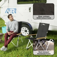 Outsunny Camping Chairs 2 Pack, Portable Folding Camp Chair with Padded Seat and Bag, Outdoor High Back Recliner, Black(m-5)