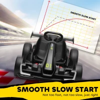 Aosom 24V 7.5 MPH Electric Go Kart with Adjustable Seat, Slow Start, Black(m-7)