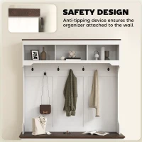 HOMCOM 3-in-1 Hall Tree with Shoe Storage, Coat Rack with Bench, Entryway Furniture with Hooks, White Wood Grain(m-8)
